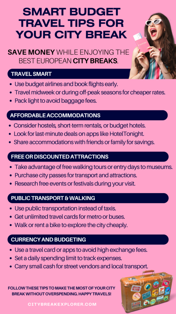 Infographic - smart budget travel tips for your city break