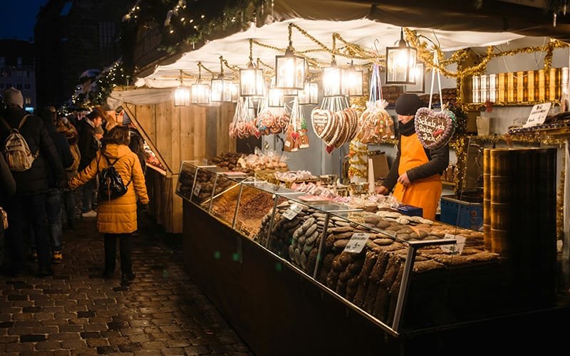 people walking in a market