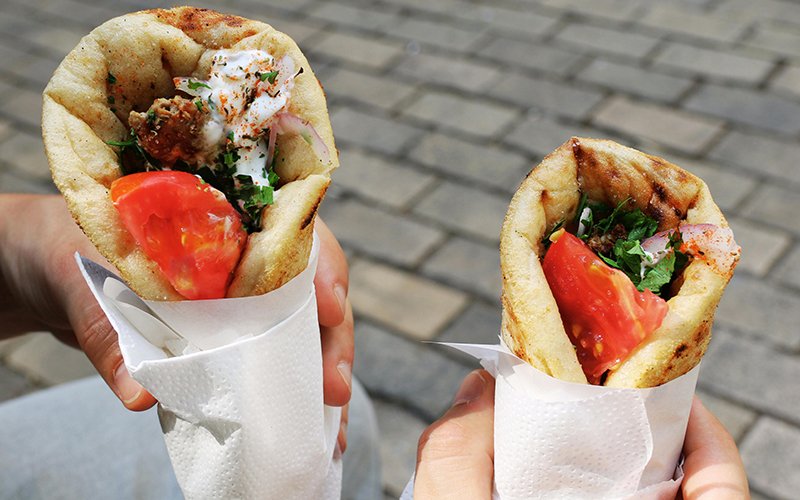 Traditional warm Greek Chicken Gyro