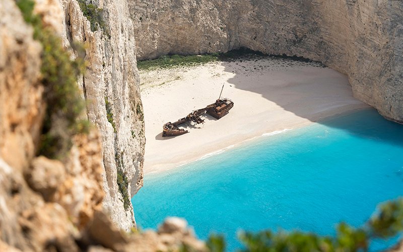 beach with shipwreck Zakynthos, Greece